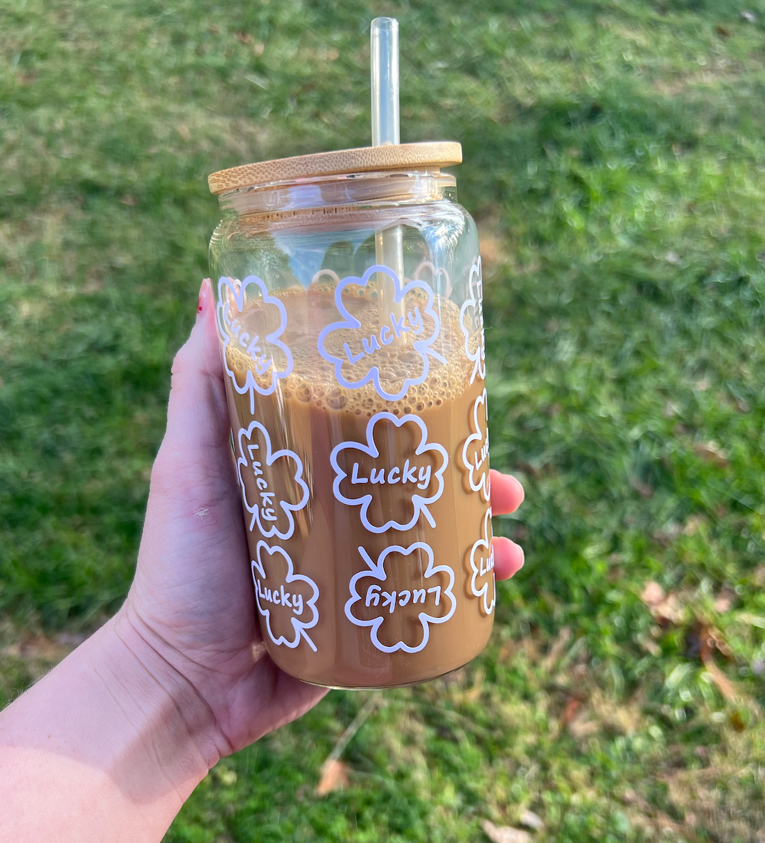 Lucky Shamrock Glass Can Cup