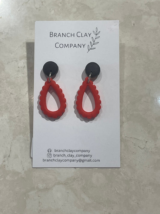 Branch Clay Red Drop Earrings