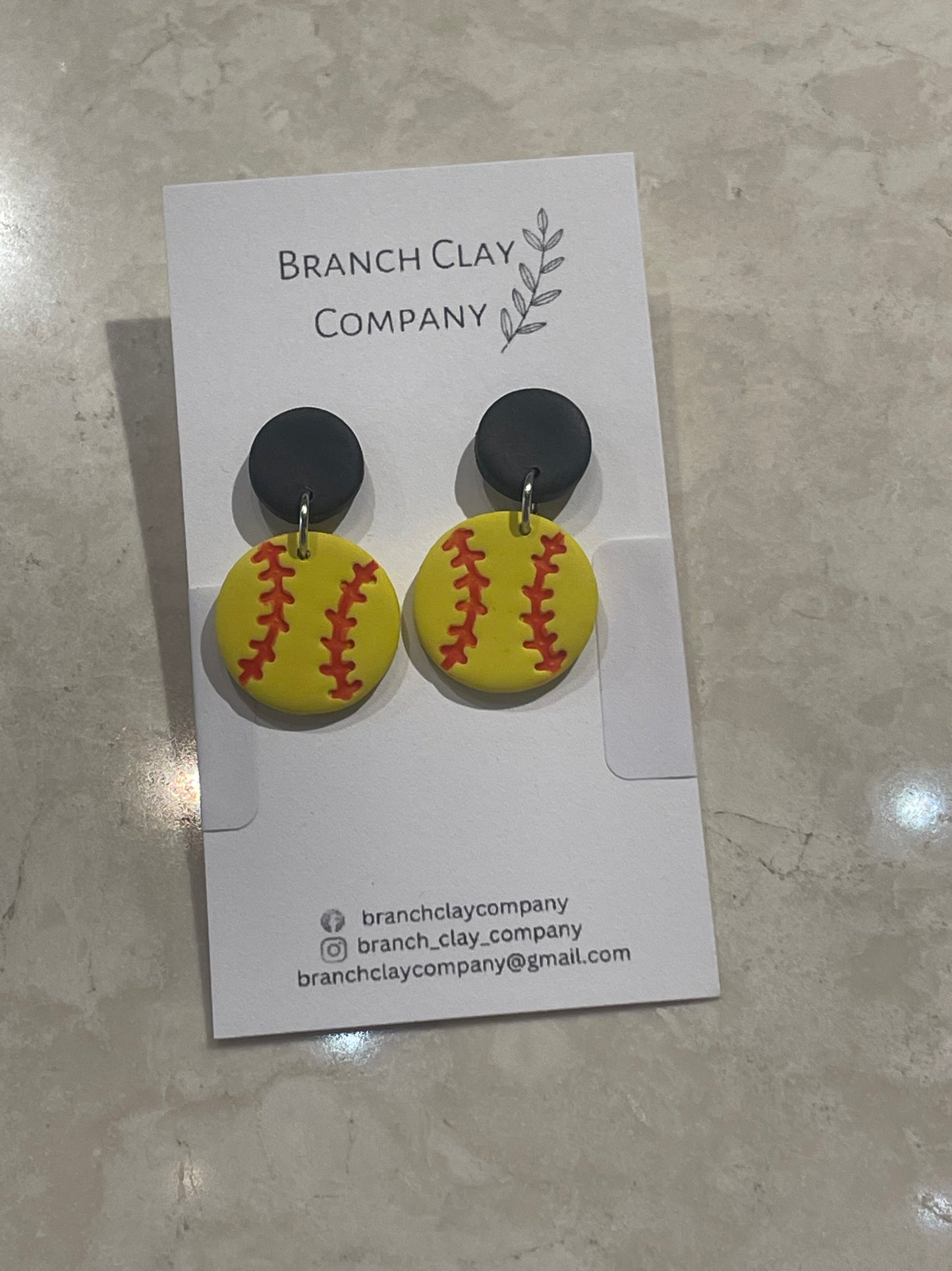 Branch Clay Softball Earrings